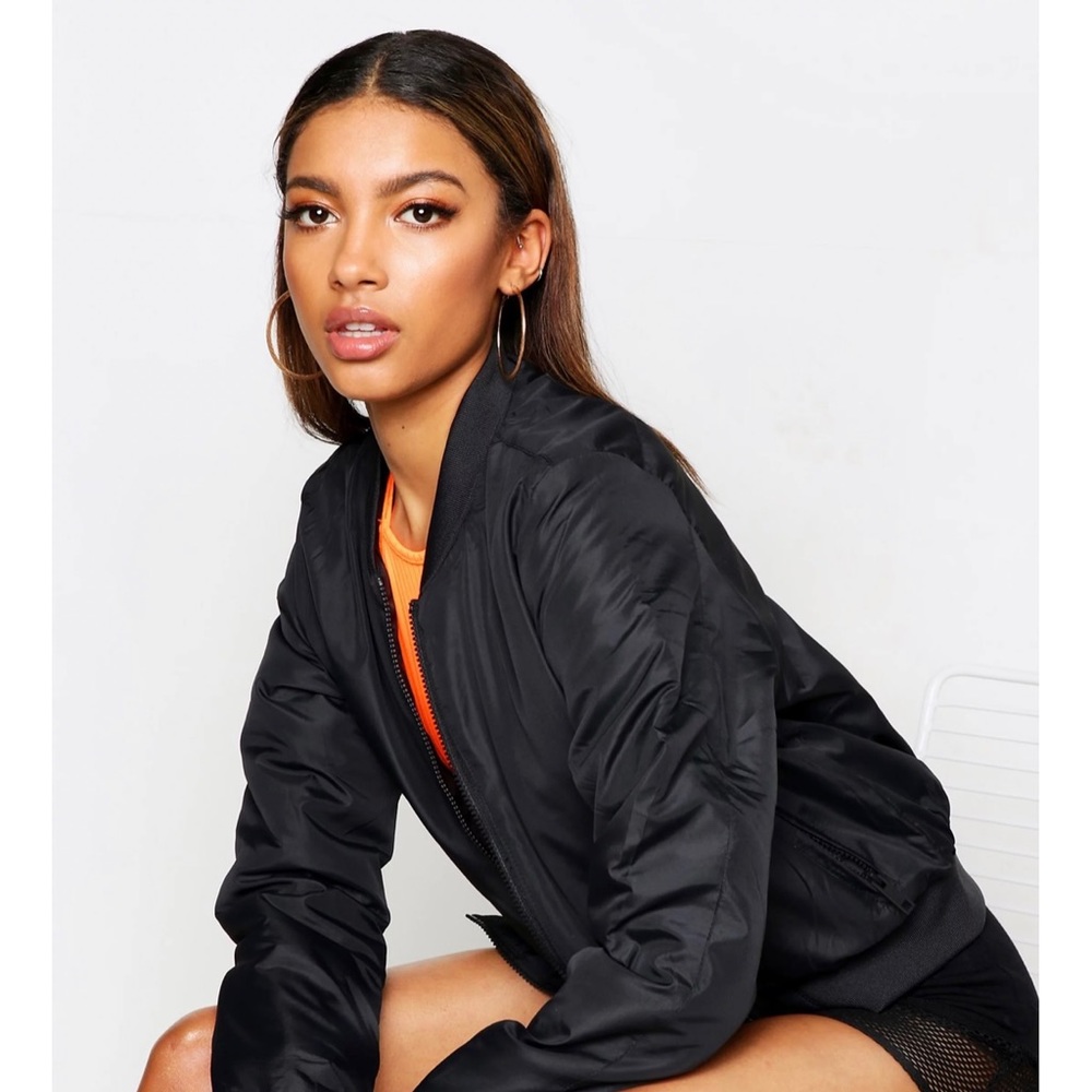 BooHoo: Black Zip-Through Bomber